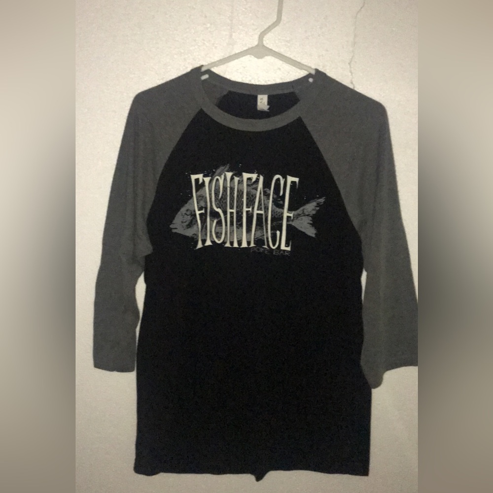 Fishface Poke Bar Ringer Tee Bella Canvas Size L unisex